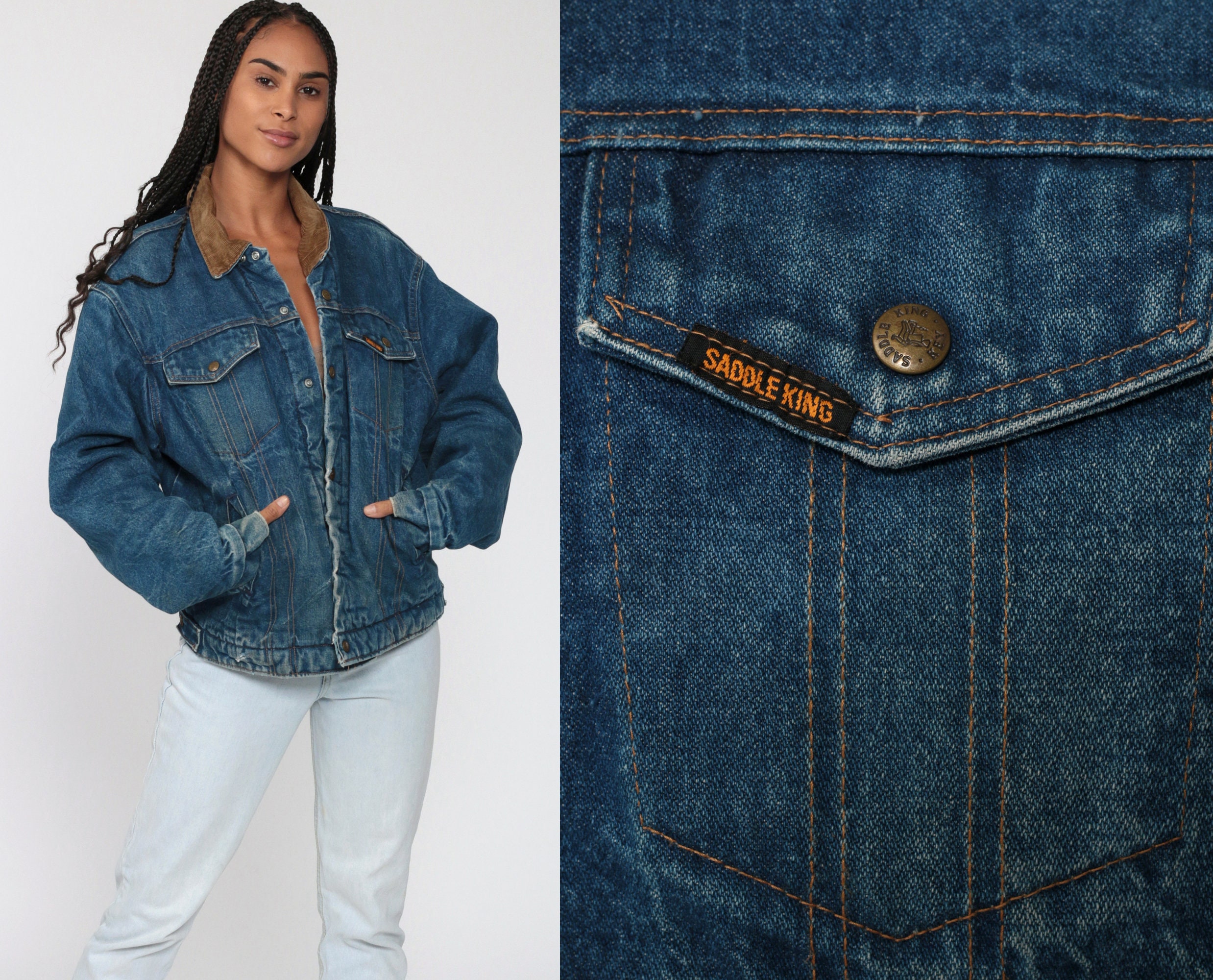 Denim Sherpa Jacket 80s Western Denim 