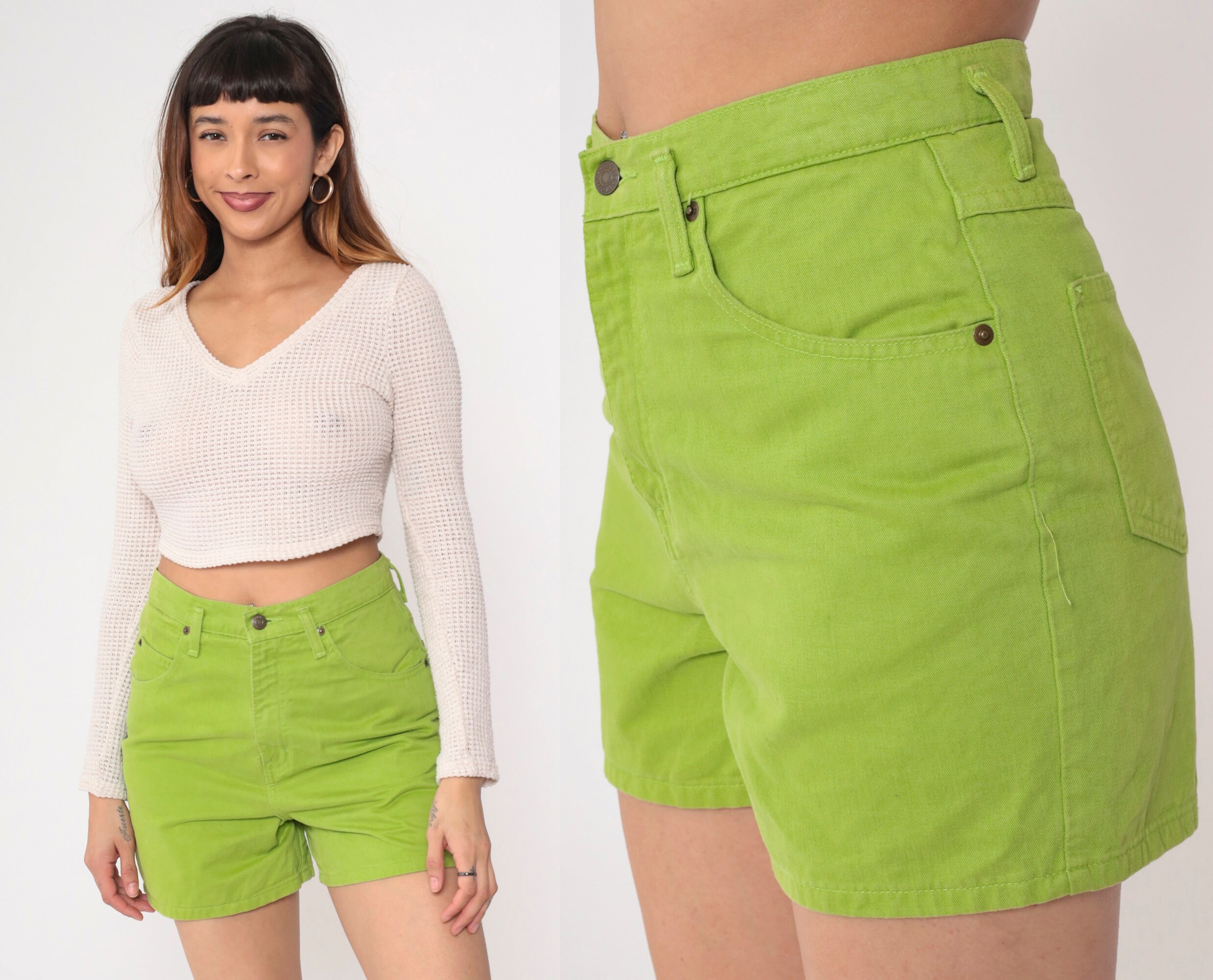 Green Denim Shorts Etsy UK