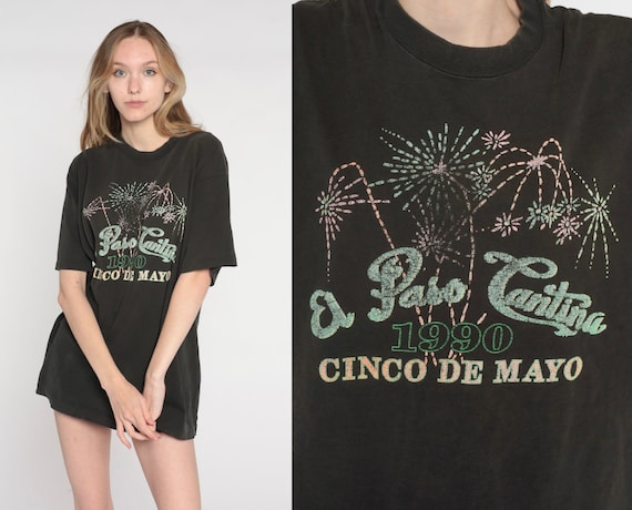 Cinco De Mayo 1990 Shirt 90s El Paso Cantina T Shirt Mexican Holiday Mexico Fireworks Graphic Tee Retro TShirt Vintage 1990s Mens Large L