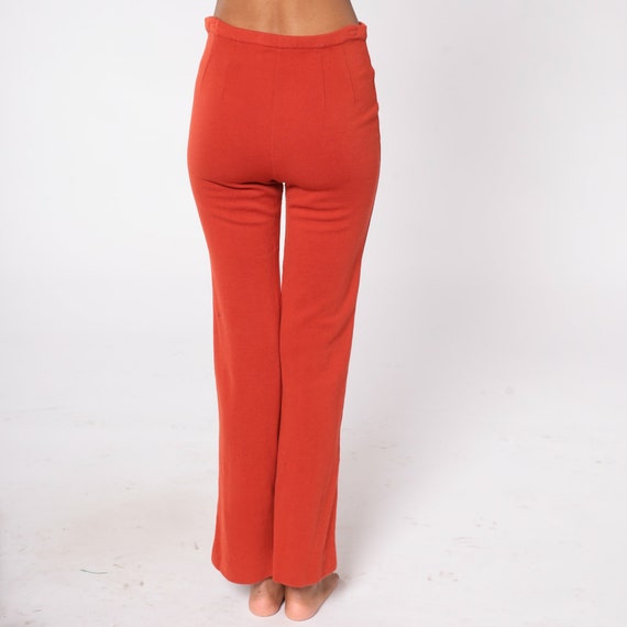 Red-Orange Wool Pants 70s Bell Bottom Trousers Mo… - image 7