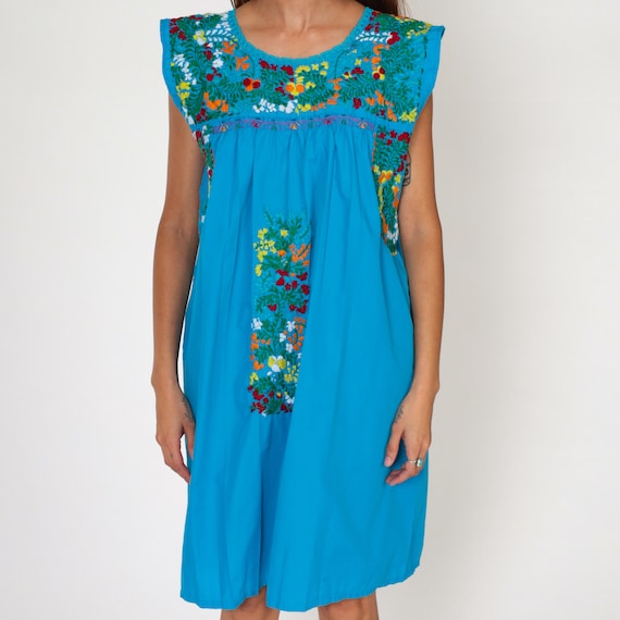 Mexican Oaxacan Dress Embroidered Hippie Boho Min… - image 7