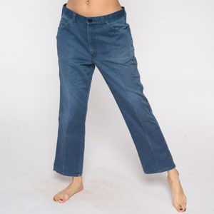 Blue Dickies Pants -- Workwear Work 90s Pants Jeans Cargo Work Pants Navy Blue Cotton Denim Pants Straight Leg Vintage 1990s 34 x 30