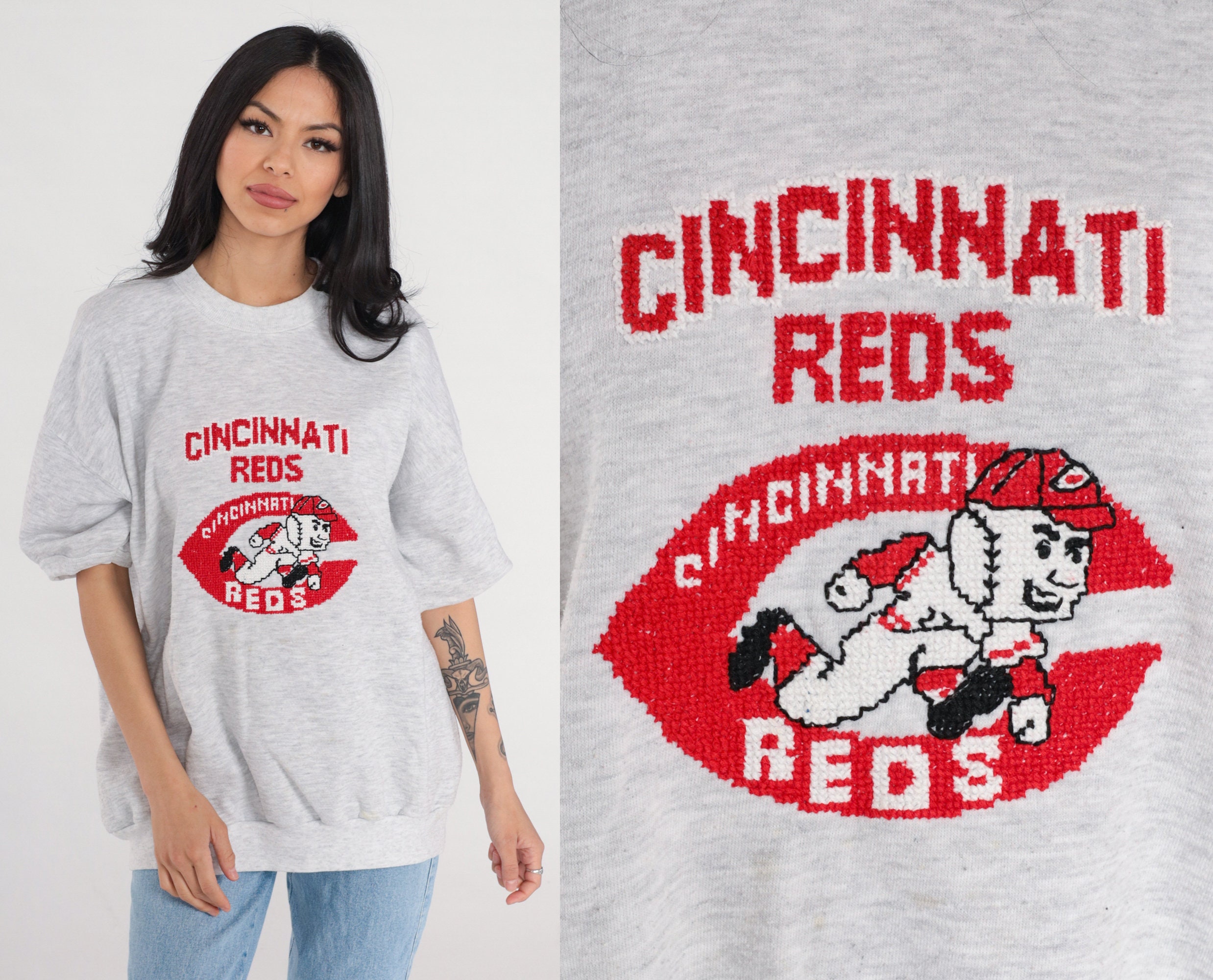 MLB Cincinnati Reds Boys' White Pinstripe Pullover Jersey - XL