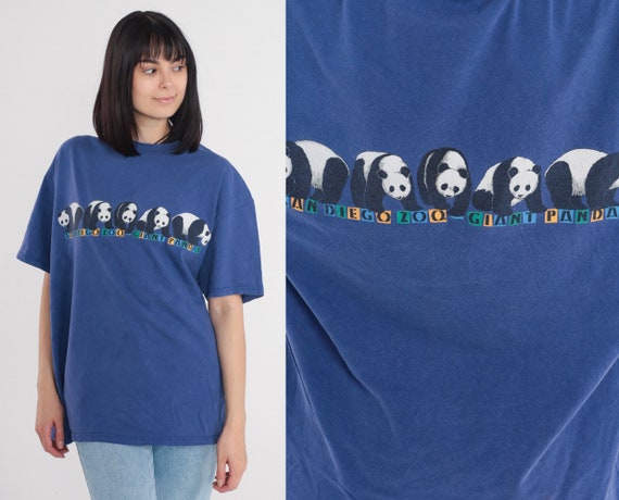 San Diego Zoo Shirt 90s Giant Pandas T-Shirt Panda Bear Graphic Tee Animal Wildlife California Blue Front Back Vintage 1990s Extra Large xl