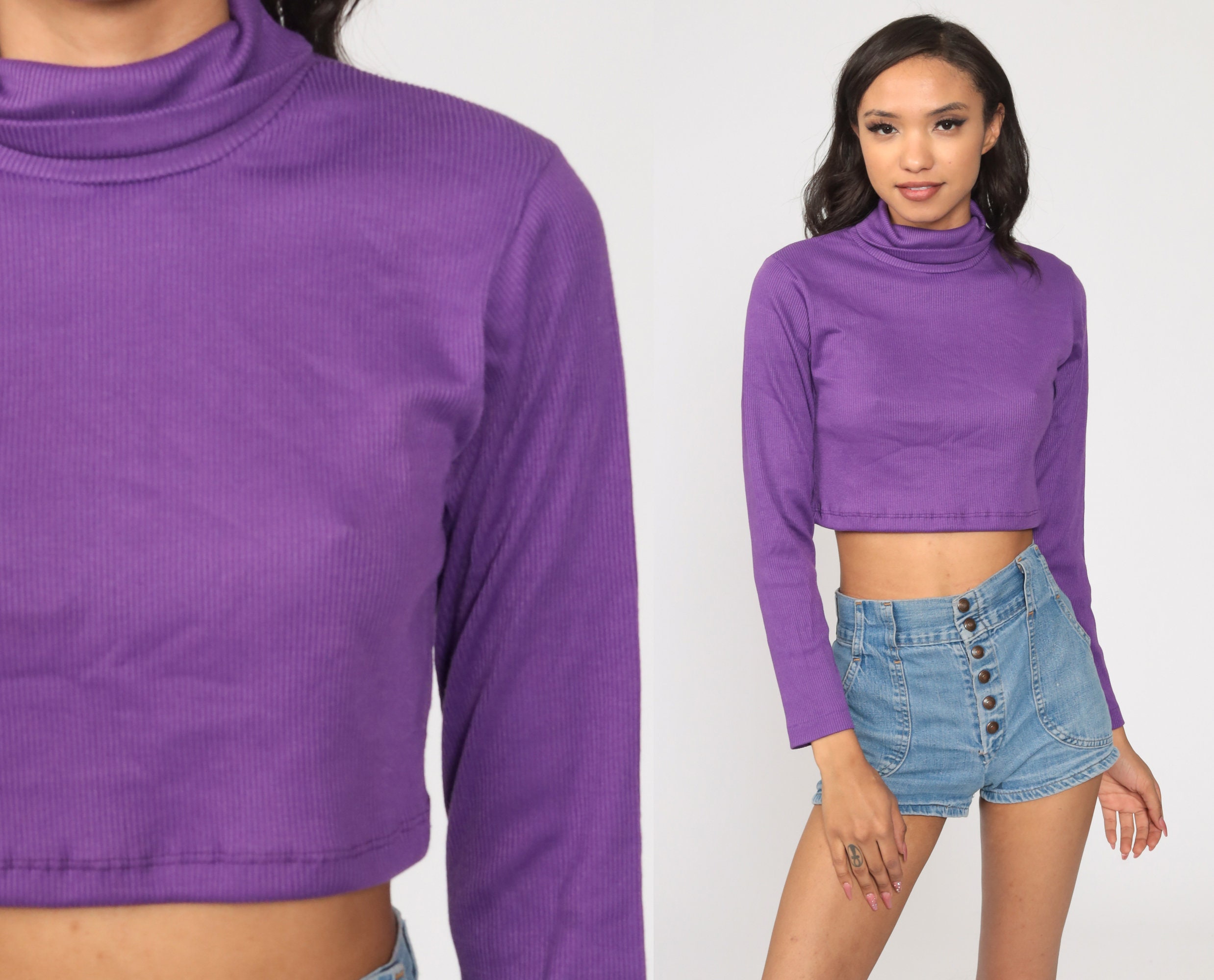 lavender turtleneck crop top