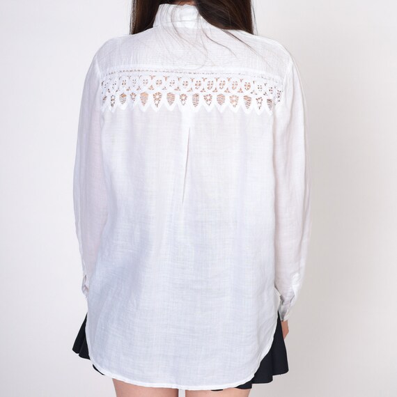 Cutout Lace Blouse 90s White Button up Shirt Boho… - image 5
