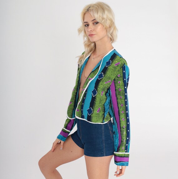 Statement Jacket 90s Open Front Cropped Blazer St… - image 4