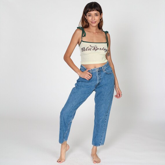 Vintage Mom Jeans Y2K High Waisted Rise Jeans Retro Blue Denim Ankle Pants Relaxed Straight Tapered Leg Retro 00s The Gap Medium M 31 X 29