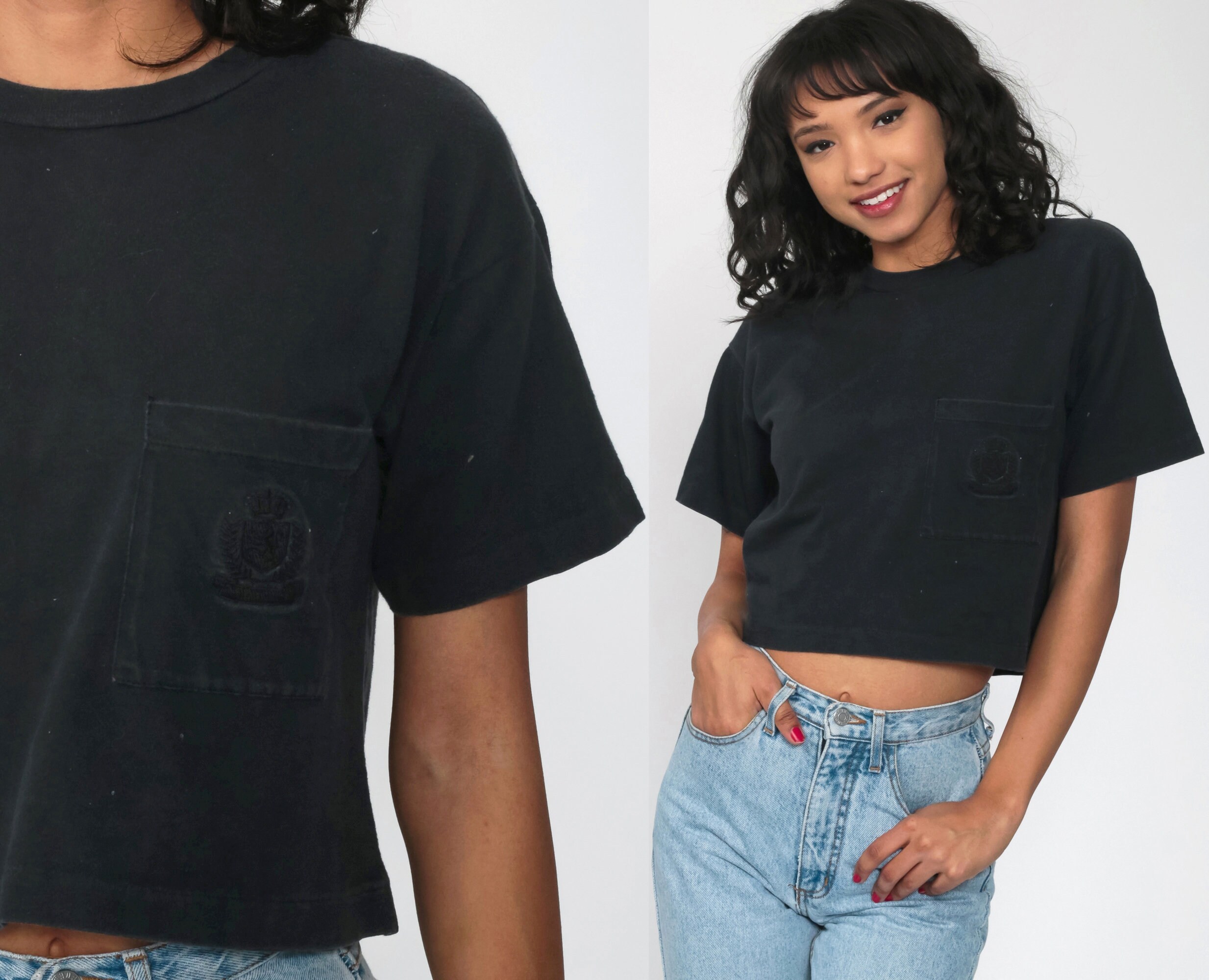 plain black crop top