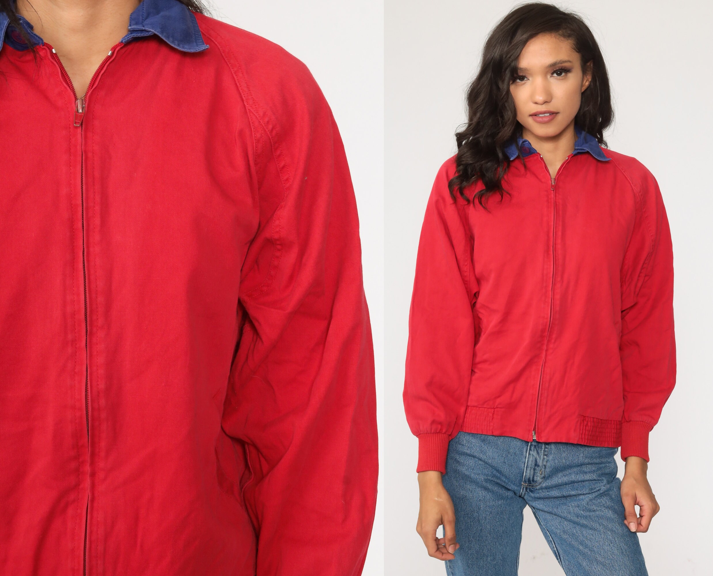 Red Windbreaker Jacket Zip Up Jacket 