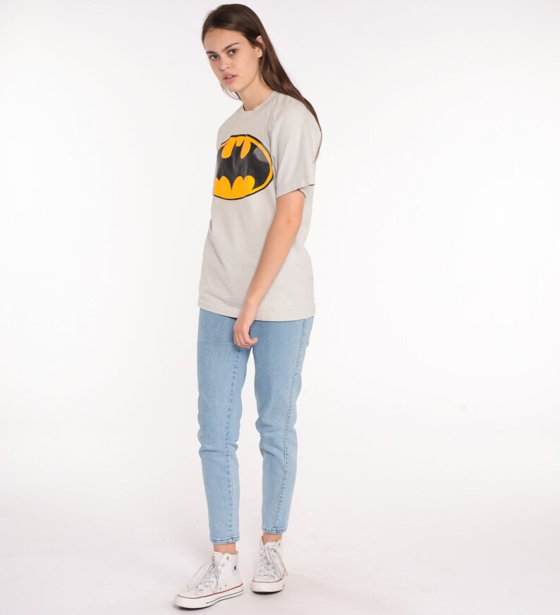 Vintage Batman Logo Shirt 80s DC Comics Superhero T Shirt Single Stitch Shirt Graphic Tshirt Cartoon Top Retro Tee 1980s T Shirt Small image 3