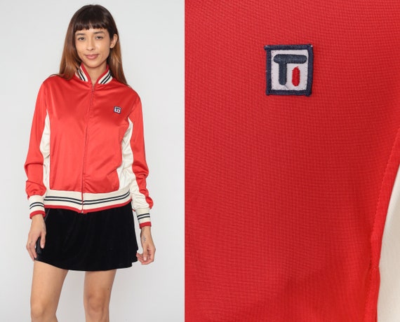 Red Bomber Jacket 80s Todd #1 Zip Up Track Jacket Retro White Striped Windbreaker 1 Logo Sporty Streetwear Vintage Vintage 1980s Small
