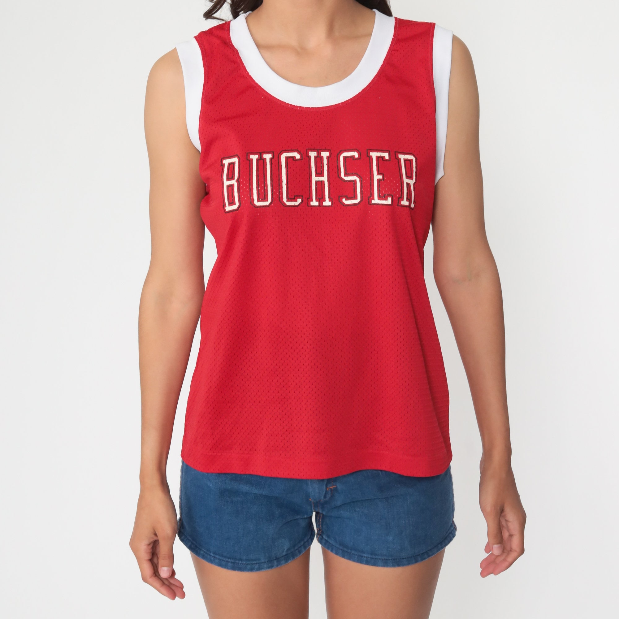 Red Tank Top Buchser Middle School Shirt Ringer Tee Shirt 80s Tank Top 