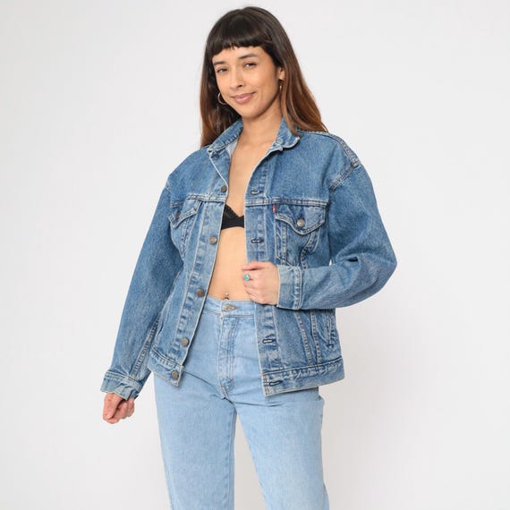 Vintage Levi's Denim Jacket 80s 90s Blue Button Up Jean Jacket Retro Levi Strauss Blue Oversized Biker Trucker Streetwear 1990s Small Medium