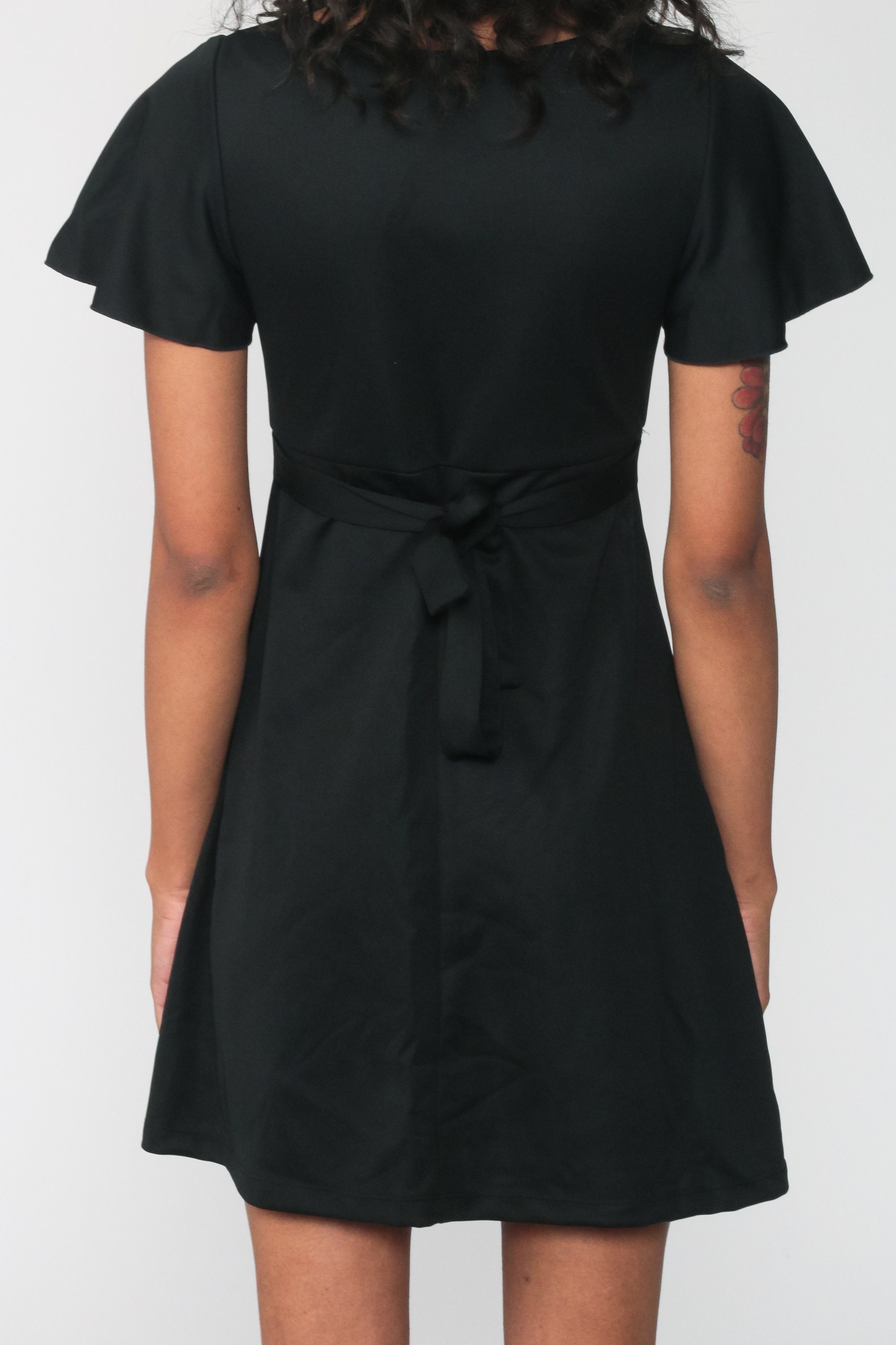 short sleeve black babydoll dress