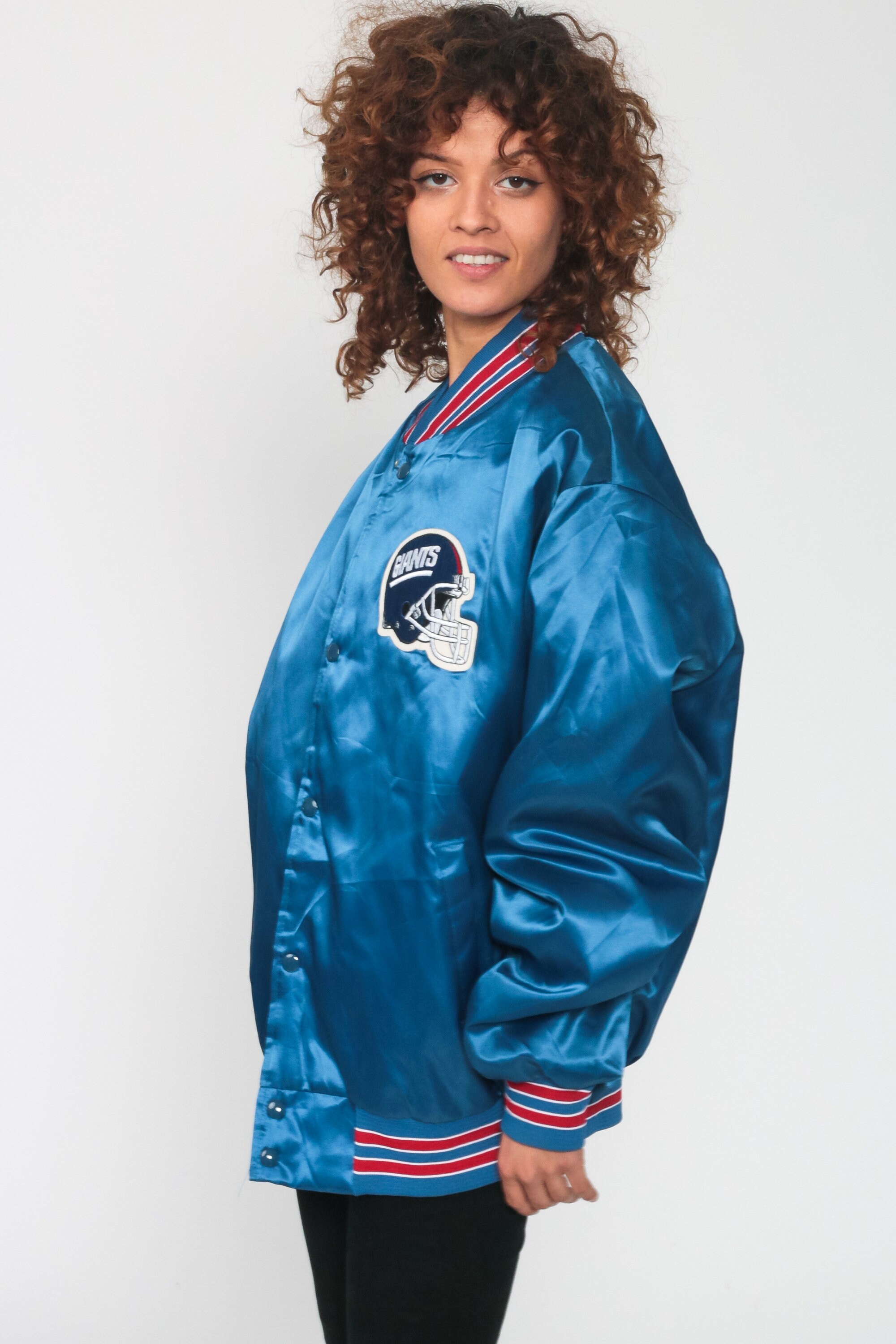New York GIANTS Jacket Satin Bomber Jacket 1980s Football Jacket Nfl 