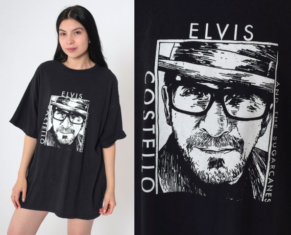 Elvis Costello and The Sugarcanes Shirt Concert Tshirt 00s Band Tee Tour Rock Black Memorabilia Secret, Profane & Sugarcane Extra Large xl