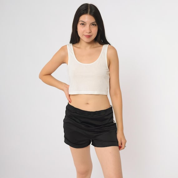 80s Athletic Shorts Black White Stripes Track Champ Gym Running Soccer Basketball Retro Activewear Fitness Workout Tennis Extra Large XL 16