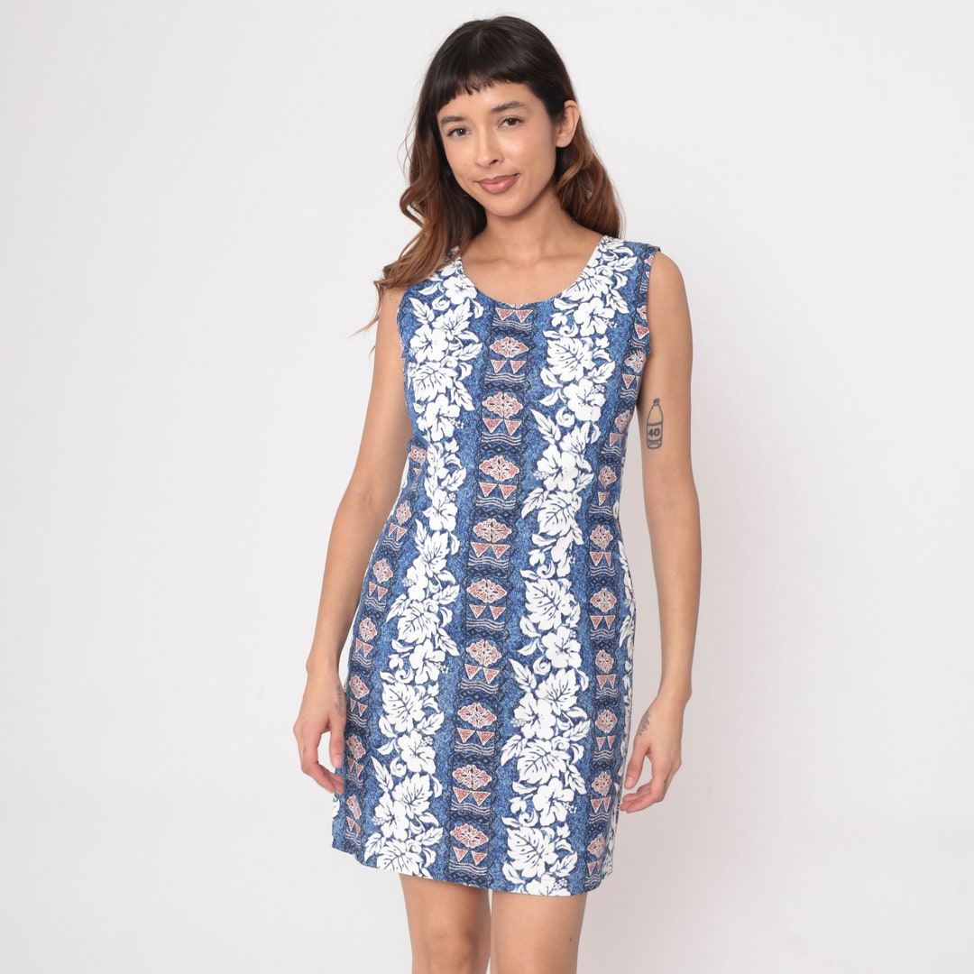 90s 100% Cotton Olive Print Sun Dress main image 1