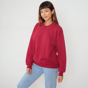 Red Sweatshirt 90s Pullover Crewneck Sweatshirt Plain Solid Crew Neck Sweater Retro Blank Shirt Solid Athleisure Vintage 1990s Jerzees Large