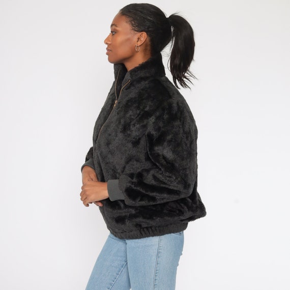 Faux Fur Coat Grey-Black Fake Fur Jacket Vegan Vi… - image 4