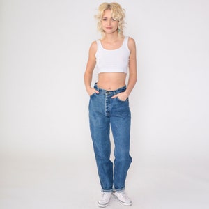 Straight Leg Lee Jeans 80s 90s Button Fly High Waisted Mom Jeans Tapered Leg High Rise Relaxed Denim Pants Blue Vintage 1990s Medium 29