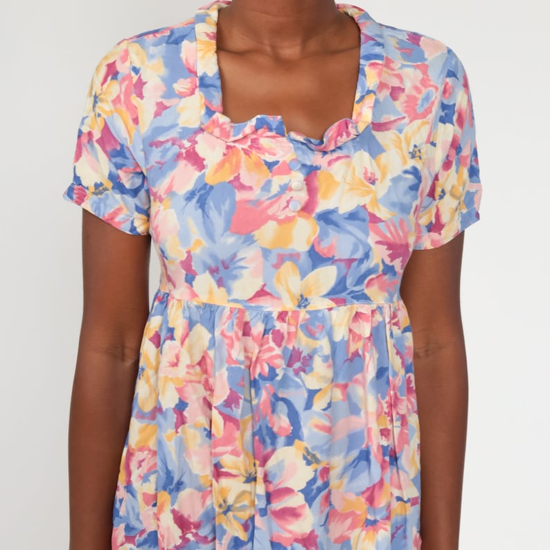 Floral Babydoll Dress 90s Grunge Mini EMPIRE Waist Bohemian Etsy