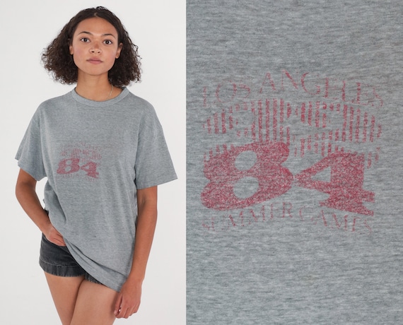 84 Olympics Shirt 80s LA Olympic Games T-Shirt Lo… - image 1