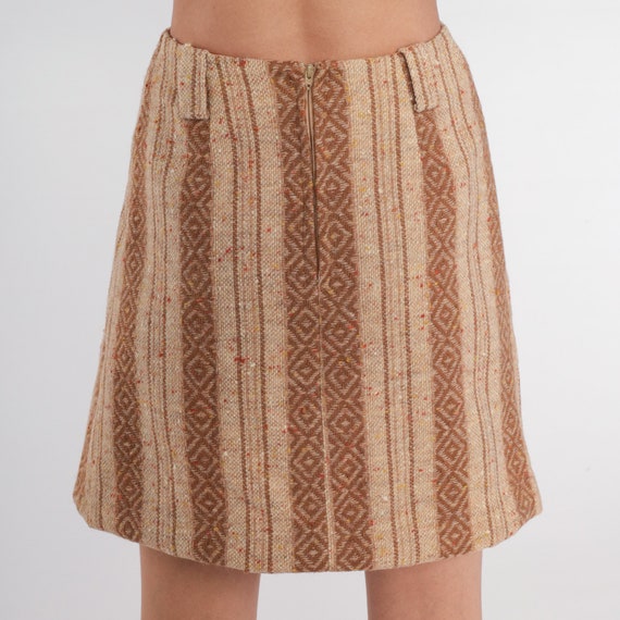 70s Mini Skirt Brown Striped Skirt Tapestry Knit … - image 8