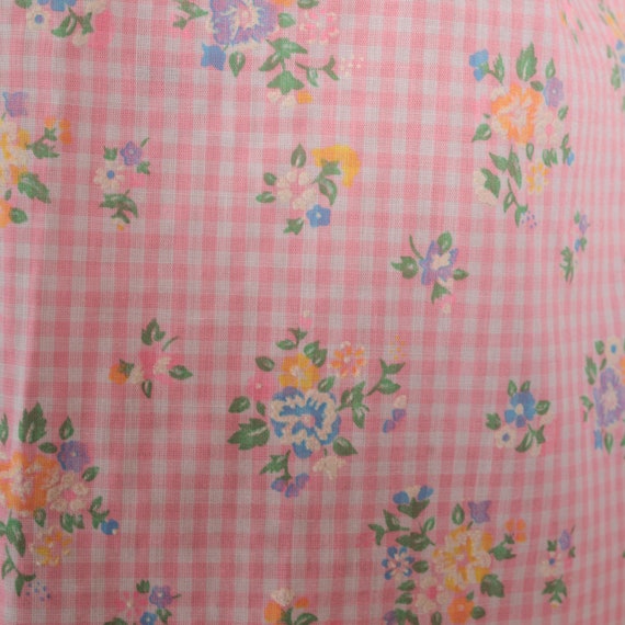 60s Babydoll Dress -- Pink Gingham Floral Mod Min… - image 6