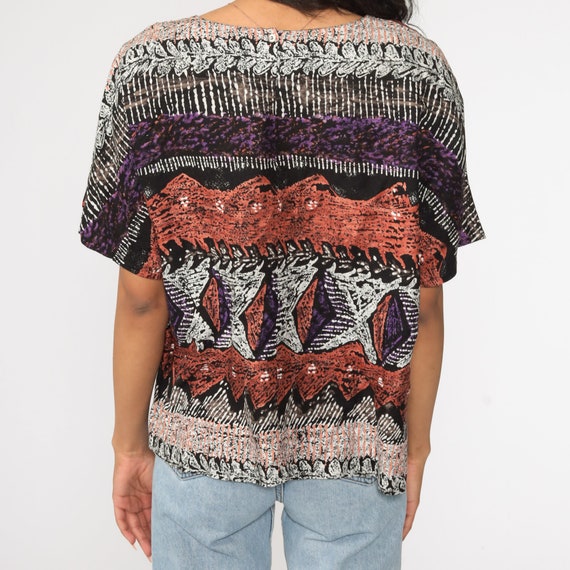Tribal Shirt Brown Striped Tshirt Grunge Tee 80s … - image 6