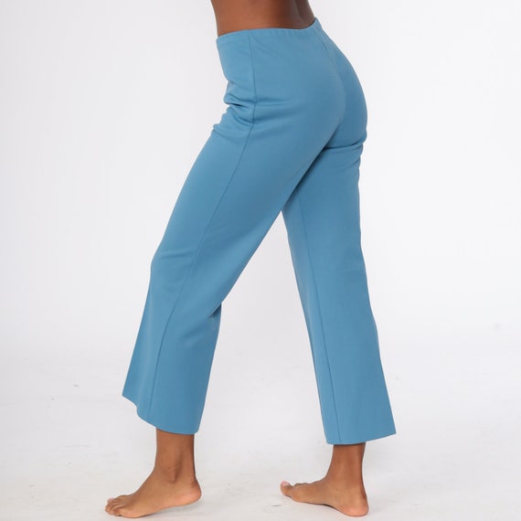 BELL BOTTOM Pants -- 70s Blue Polyester High Wais… - image 4