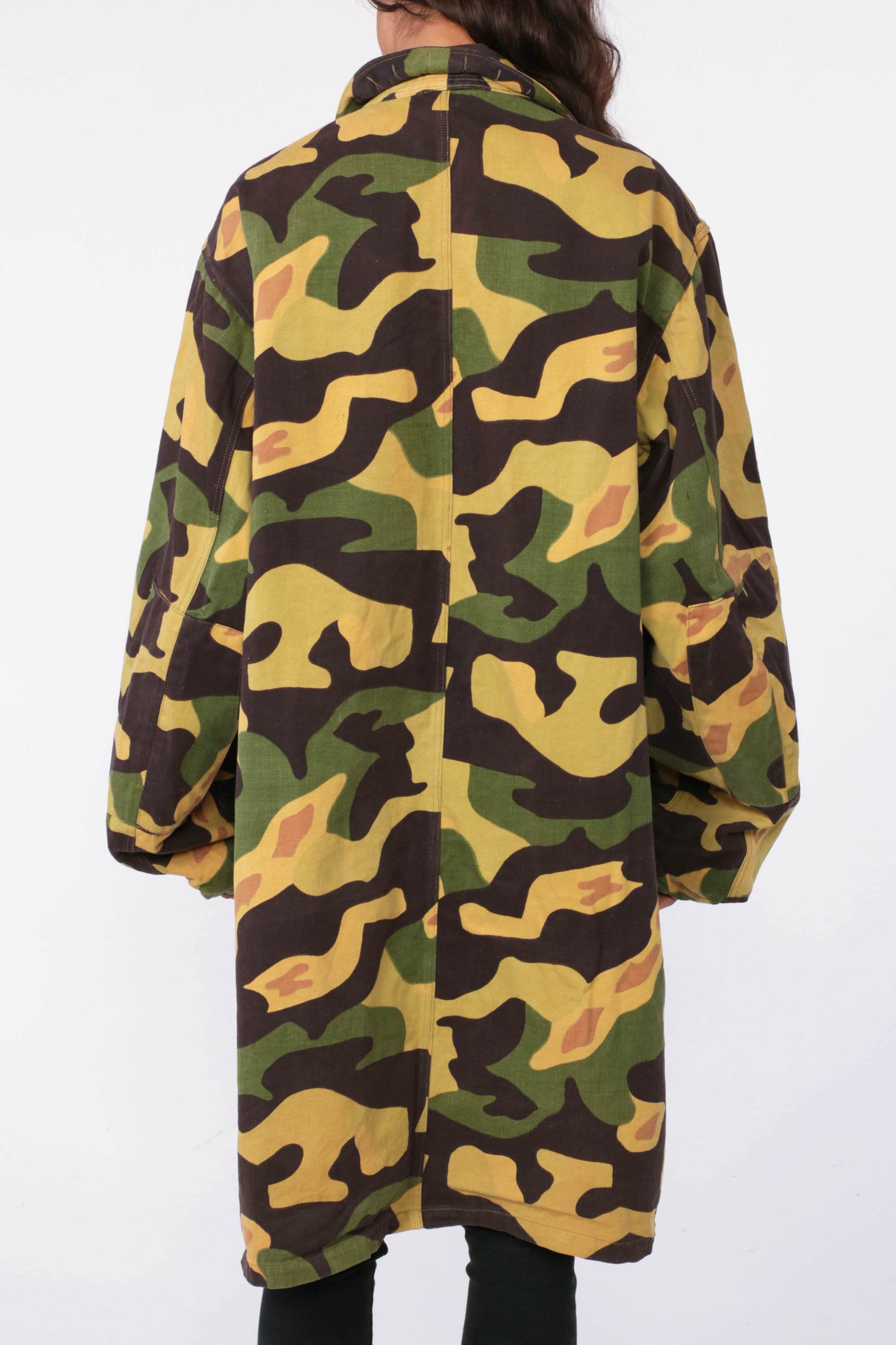 Long Camouflage Jacket Army Jacket 80s Coat Military Camo Commando Cargo Long Coat 1980s Vintage 