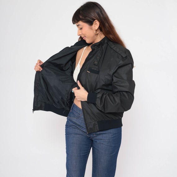 Black Members Only Jacket 80s Cafe Racer Windbrea… - image 6