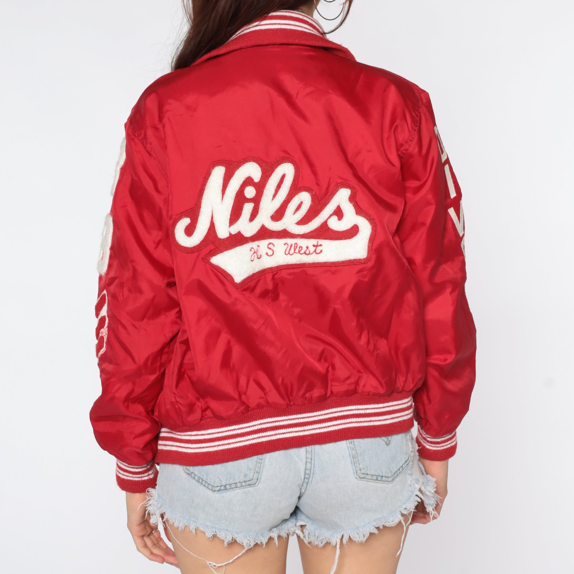 Red Varsity Jacket 1988 Angela Bomber Jacket 80s Letterman Baseball