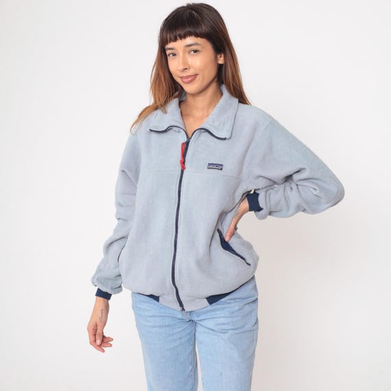 Patagonia Fleece Jacket Y2K Blue Gray Outdoor Hiking Windbreaker Pullover Gorpcore 90s Vintage Athletic Sporty Trail Gear Adventure Large L