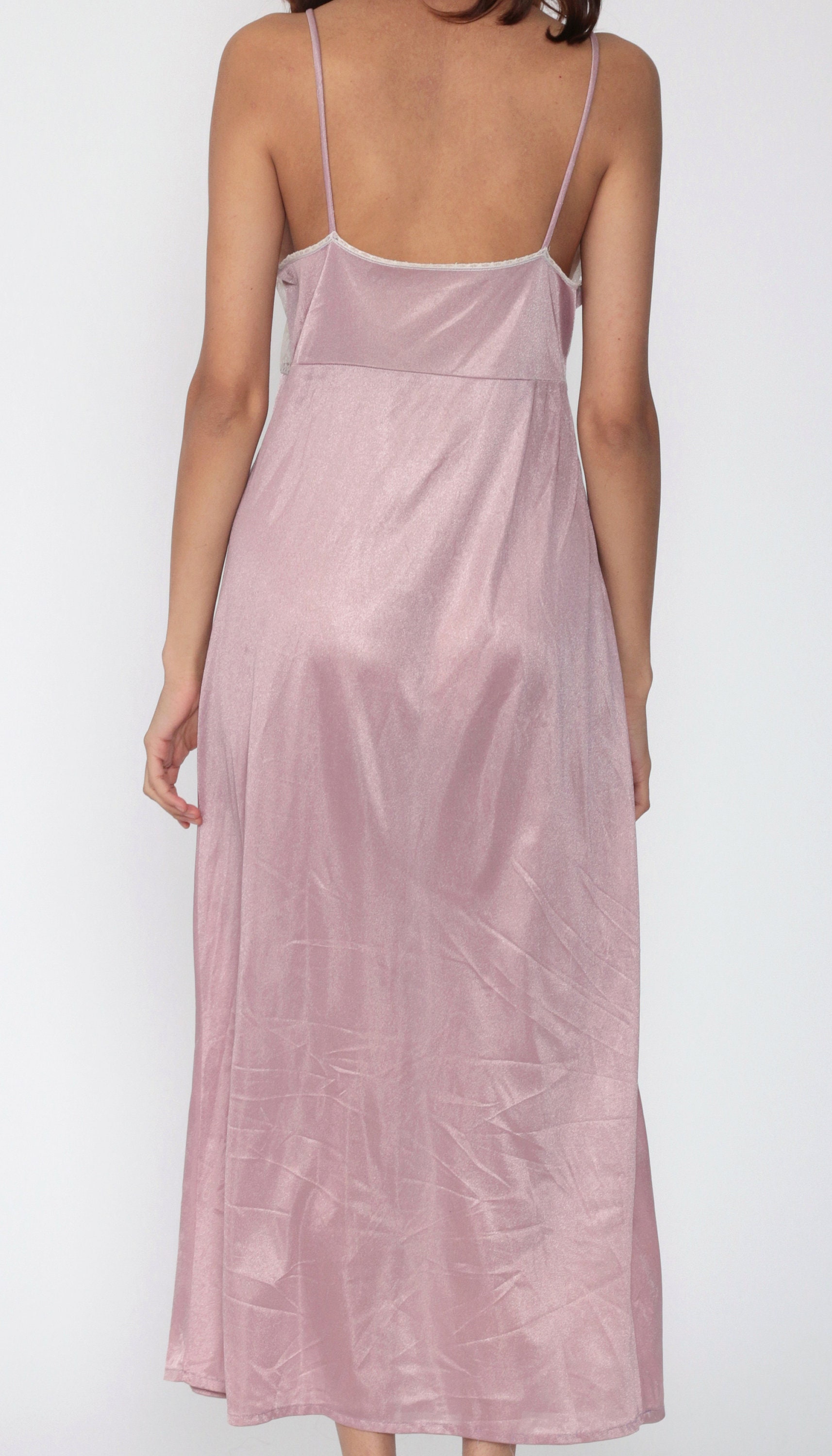 Lingerie Nightgown Slip Dress S Lavender Purple Maxi Sheer Nylon | My ...