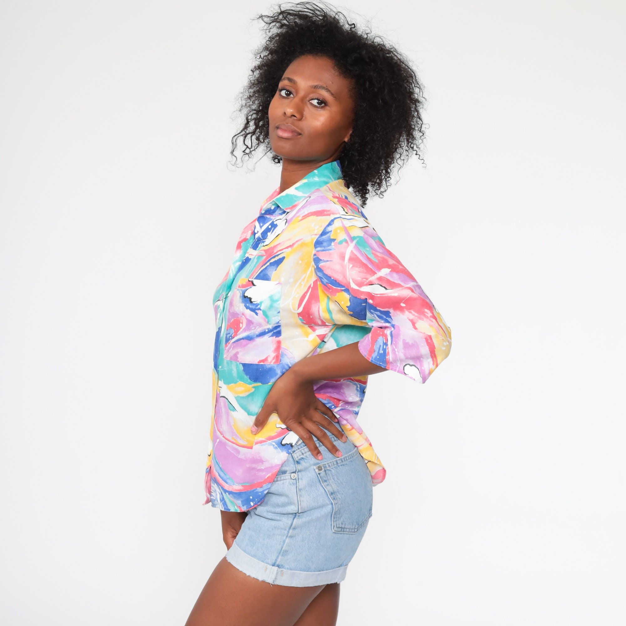 rainbow button up