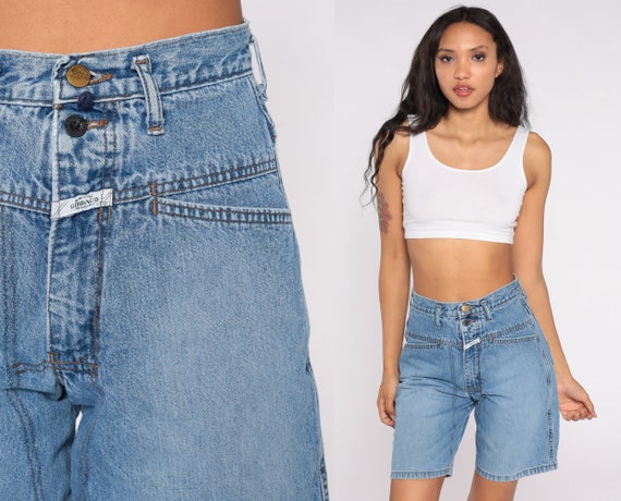Bermuda Jean Shorts 90s Denim Shorts Mom Blue 80s Denim Shorts High Waisted 1990s Vintage Extra Small xs