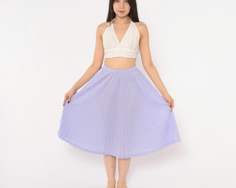 70s Accordion Pleated Skirt Lavender Purple White Polka Dot Print Below A Line Full Sweep Pastel Coquette Balletcore Vintage Extra Small XS