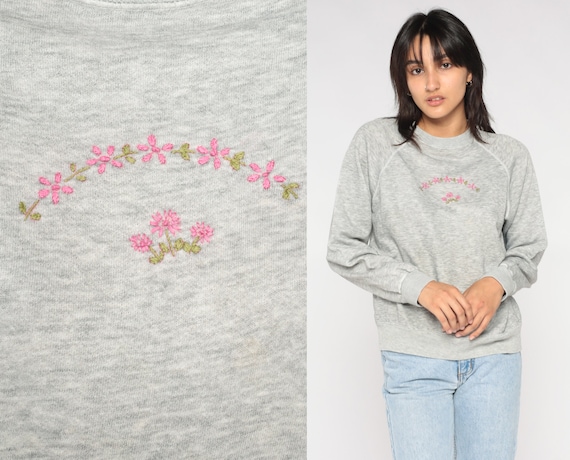 Grey floral best sale sweatshirt