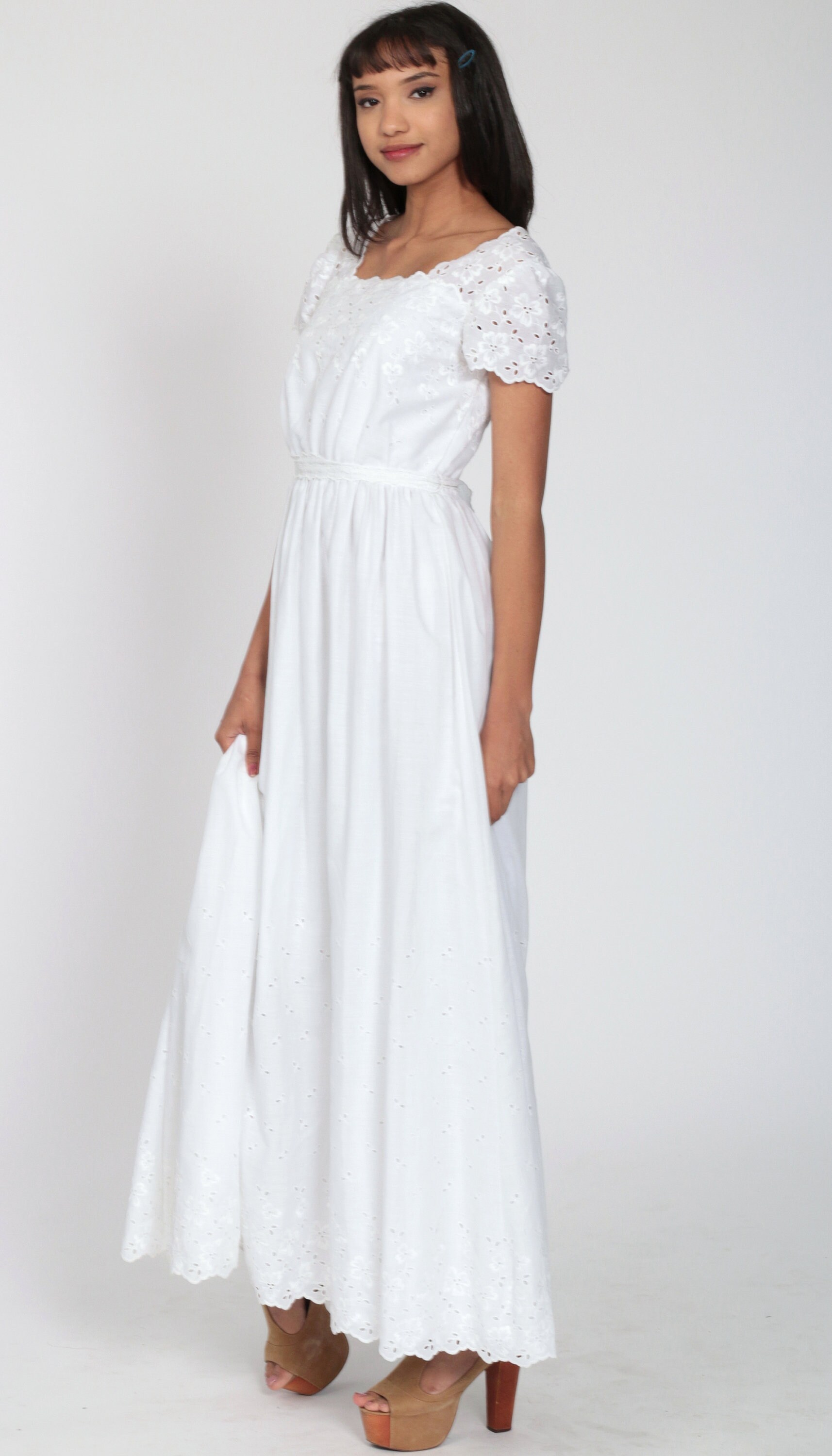 White Eyelet Lace Maxi Dress