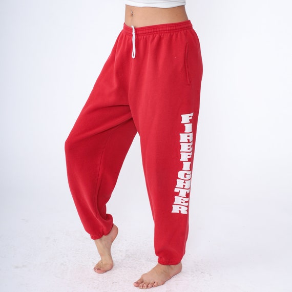 Firefighter Sweatpants Red Joggers 90s Retro Lounge Pants Track Pants Athleisure Jogging Loungewear Warm Up Vintage 1990s Large L