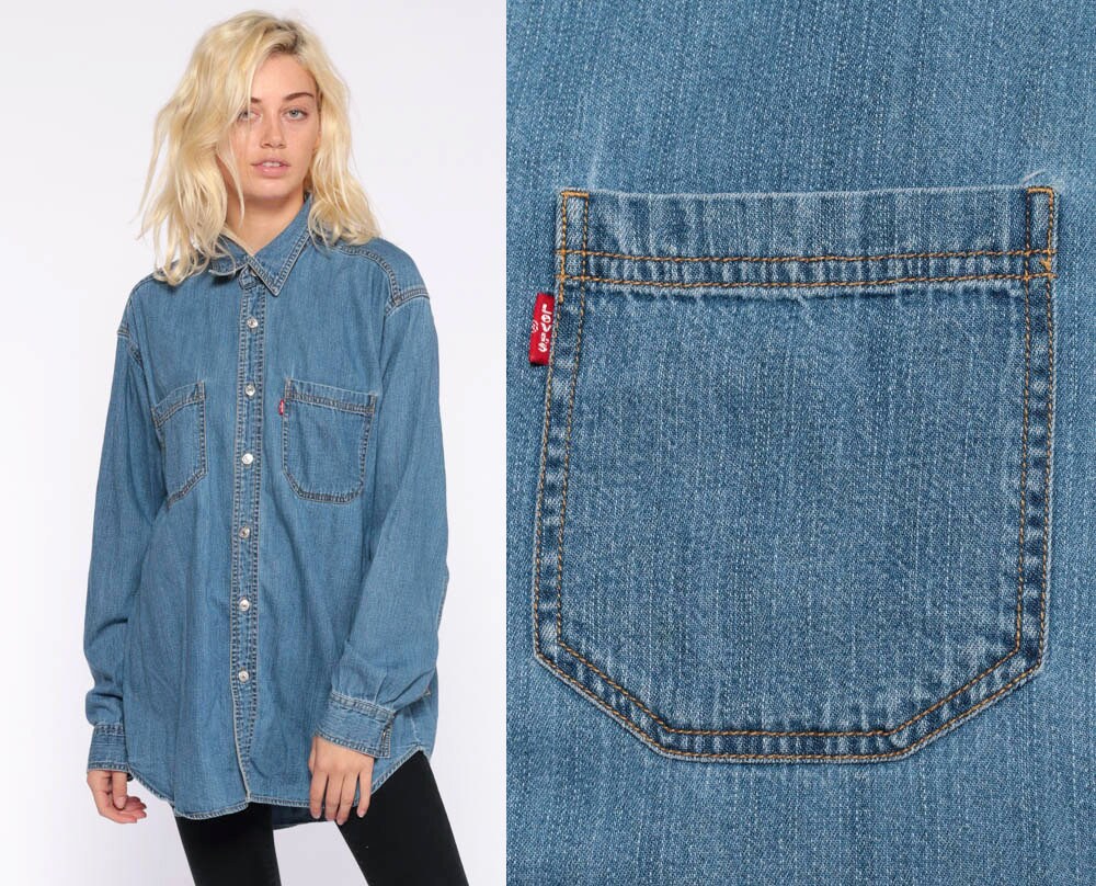 levi blue jean shirts