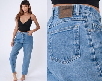 90s Mom Jeans -- Tapered Jeans High Rise Relaxed Denim Pants High Waisted Stone Wash Blue Jeans 1990s Vintage Medium 30