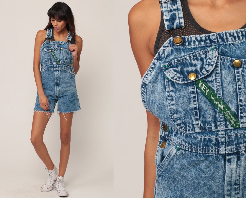 acid wash overall shorts