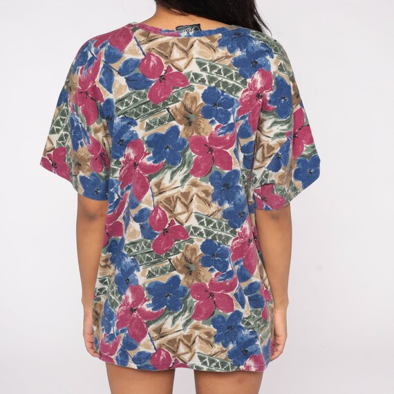 Floral T Shirt 90s Flower Print Short Sleeve TShi… - image 7