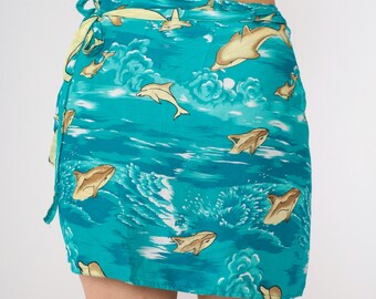 Sarong De Plage Pour Femme - Motif Dauphins, Rayon Bleu, Taille Unique Oversize, Indonésie