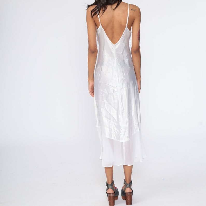 Satin Nightgown Y2K White Slip Dress Midi Sequin Lace Lingerie - Etsy