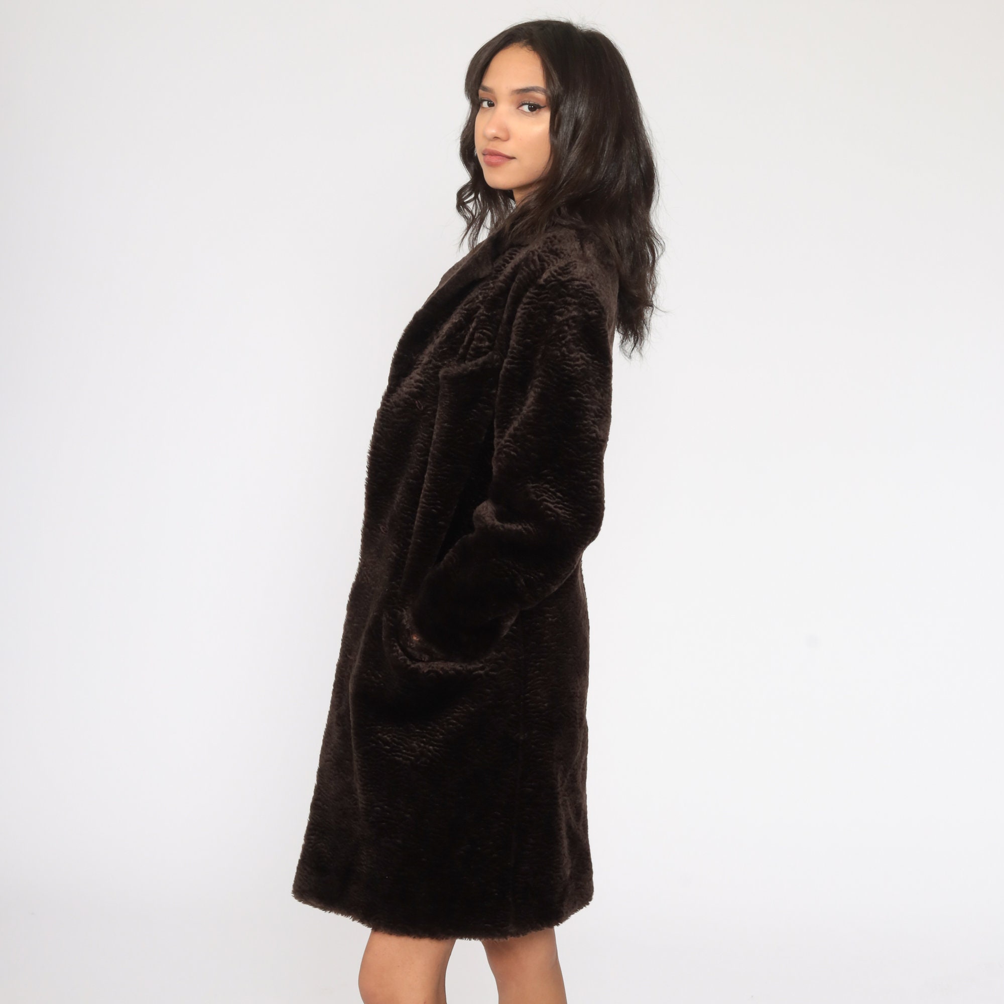 Brown Faux Fur Jacket 90s Fake Fur Coat Vegan Winter Vintage Y2K ...